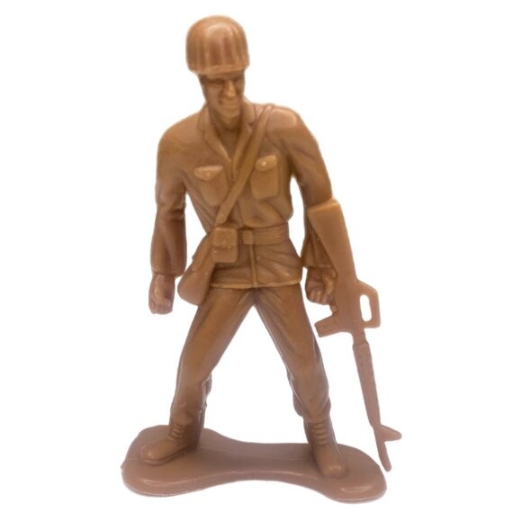 Large Tan & Green Plastic Army Men 3 3/4 - 4 Inches Tall Lot of 6 - Picture 12 of 13